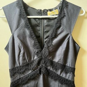 Cute grey v neck dress with black lace detail